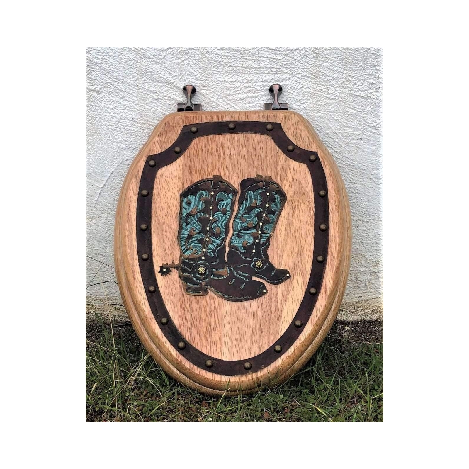 Western Cowboy Boots Metal Cut-Out Toilet Seat
